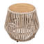 Table d'appoint en bois d'acacia avec base en corde beige - finition teck clair, décor côtier moderne pour la terrasse, le jardin, le balcon et l'intérieur-410827554-410827555