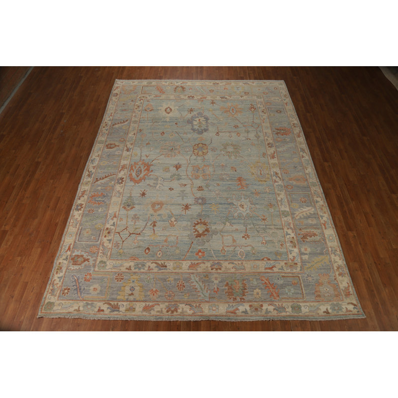 Light Blue Vegetable Dye Oushak Turkish Area Rug