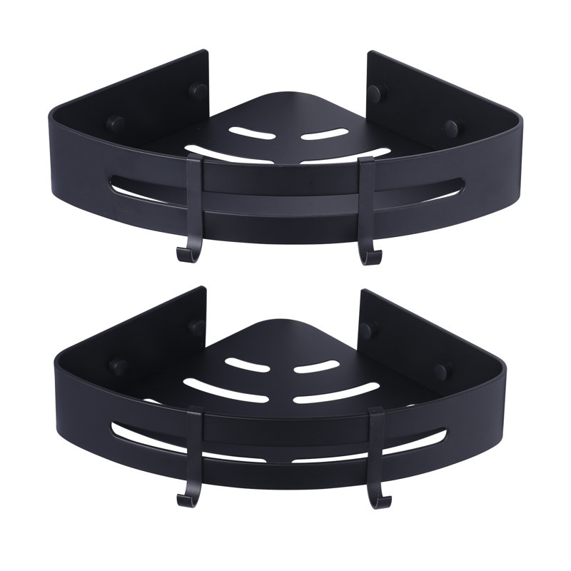 Wall Mounted Triangle Baskets, Silver Storage Basket For Bathroom And Kitchen, Matte Black