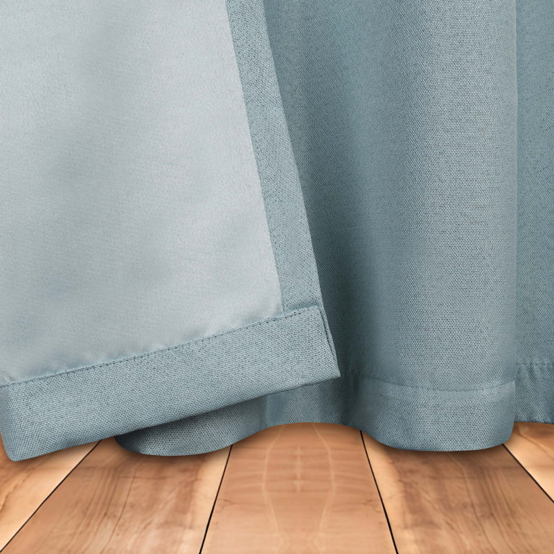 Teal Linen Pattern Blackout Window Panel, 26" x 63"