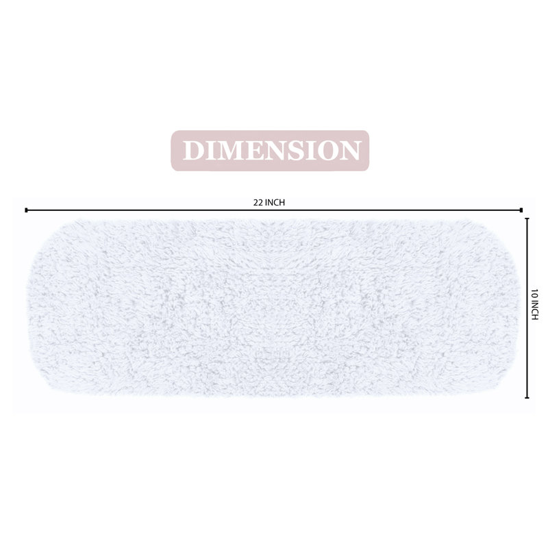 Tapis touffeté 100% coton Bublitz, très doux et lavable à la machine 10 po x 22 po, Blanc