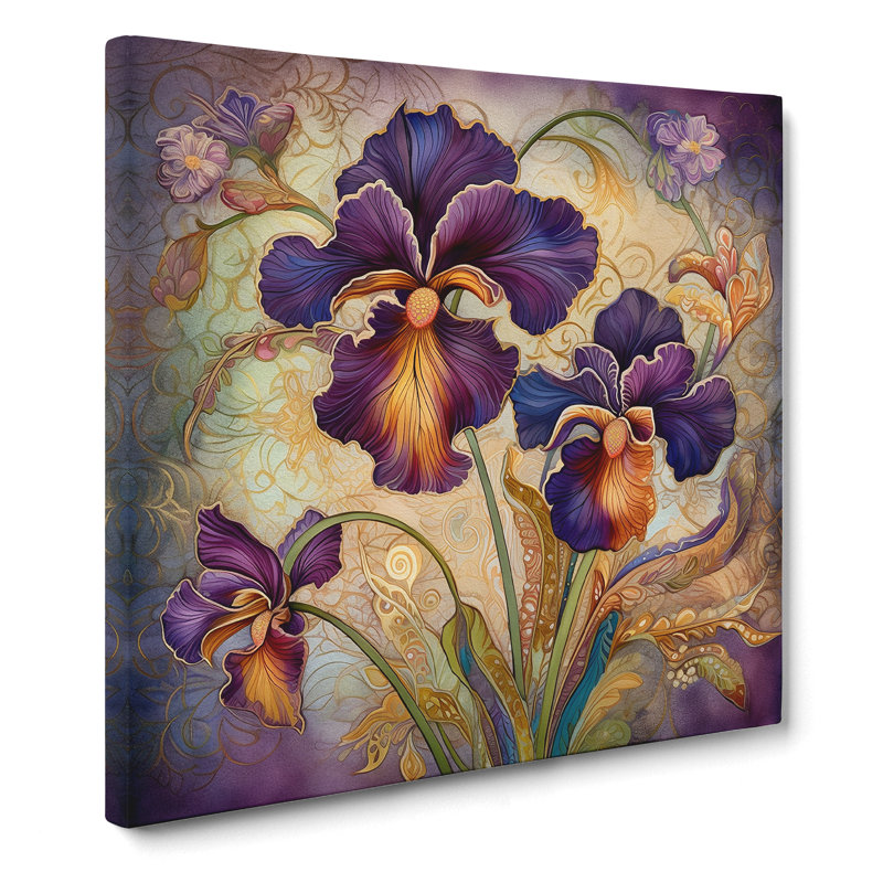 Iris Flower Paisley - Wrapped Canvas, 35cm H x 35cm W x 3cm D