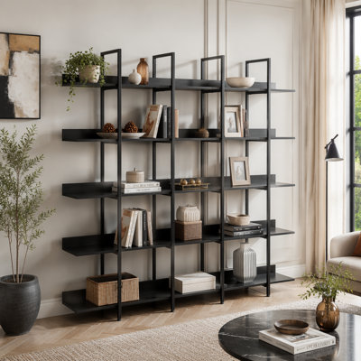 Vintage Industrial 5-Tier Bookcase with Metal Frame and MDF Board, Perfect for Home Office Storage and Display