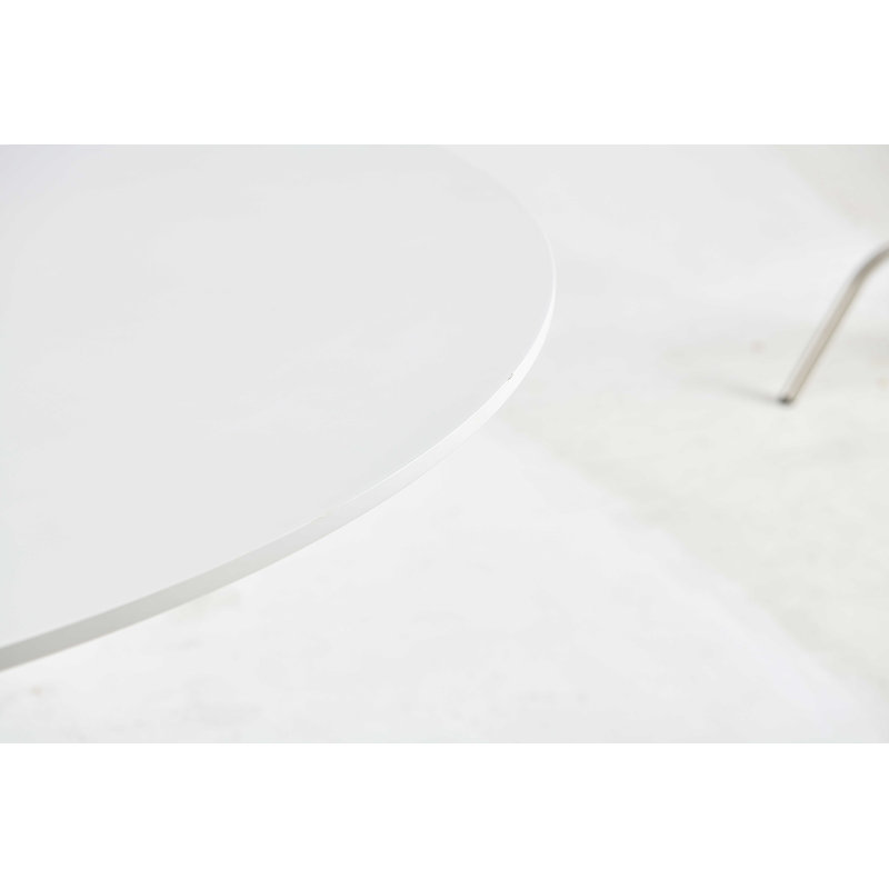 Table Mid-Century Dining Table With Round Mdf Table Top, Pedestal Dining Table, White/White