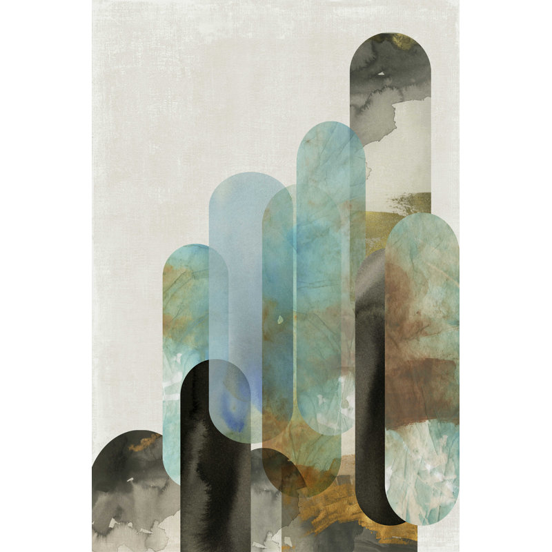 «Teal Arches I» par Tom Reeves - reproduction d'art sur toile tendue, H 18 po x l 12 po