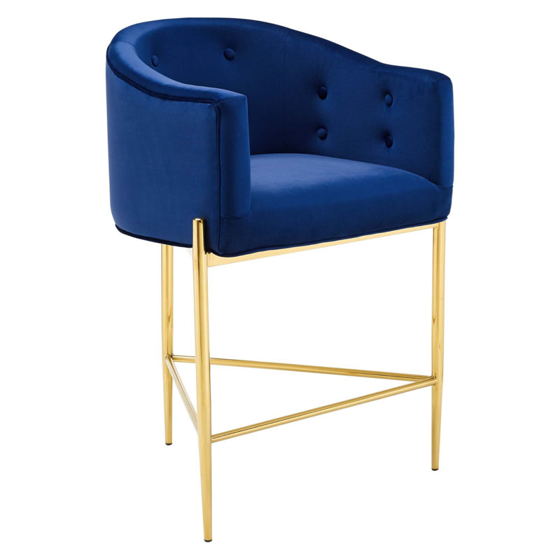 Savour Tufted Performance Velvet Counter Stool, Counter Stool (26” Seat Height), Navy