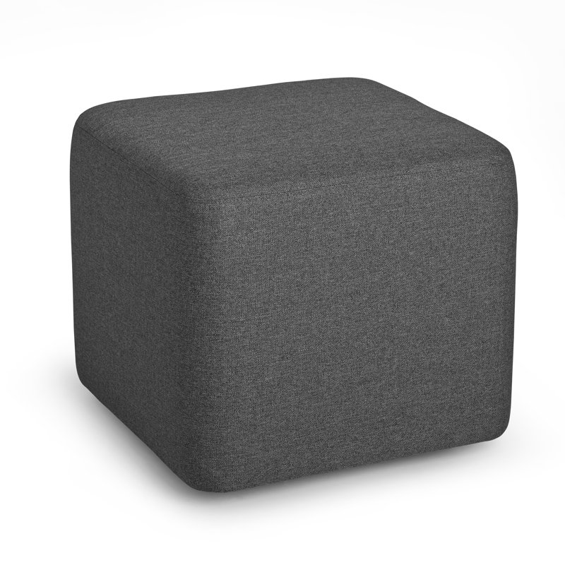 Block Party Upholstered Ottoman, Dark Gray
