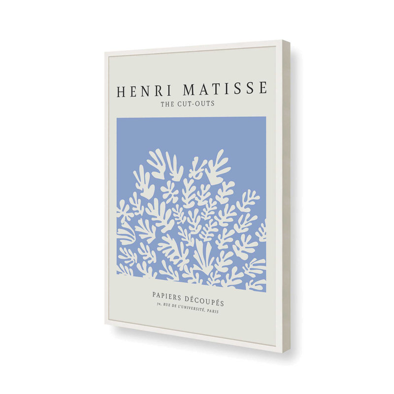 Affiche La Gerbe en bleu Matisse, H 25 po x l 19 po x P 1,25 po, Impression encadrée sans passe-partout, Blanc opaque