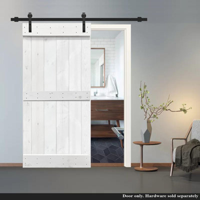 84'' Solid Wood Paneled Painted without Installation Hardware Kit Barn Door
