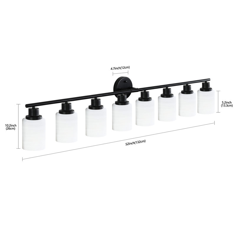 8- Vanity For Bathroom, Bedroom, Dressing Room, Frosted White Glass & Black Iron Frame, Energy Saving, Quick Installation Modern Bathroom Mirror , And Easy Conclusion