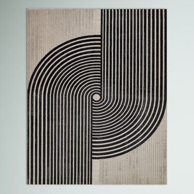 Chanella Geometric Black/Beige Area Rug