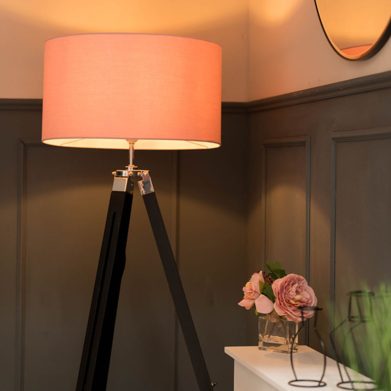 127.5cm Tripod Floor Lamp, Pink, Black