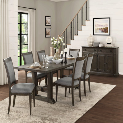 Classic Dining Furniture 5pc Set Extendable Dining Table And 4x Side Chairs Driftwood Brown Finish Durable Wooden