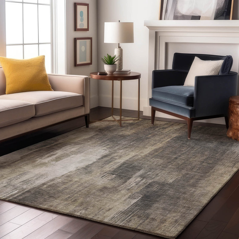 Tapis taupe Cerrito AMF567 lavable à la machine de qualité supérieure, Rectangle 5 pi x 7 pi 6 po