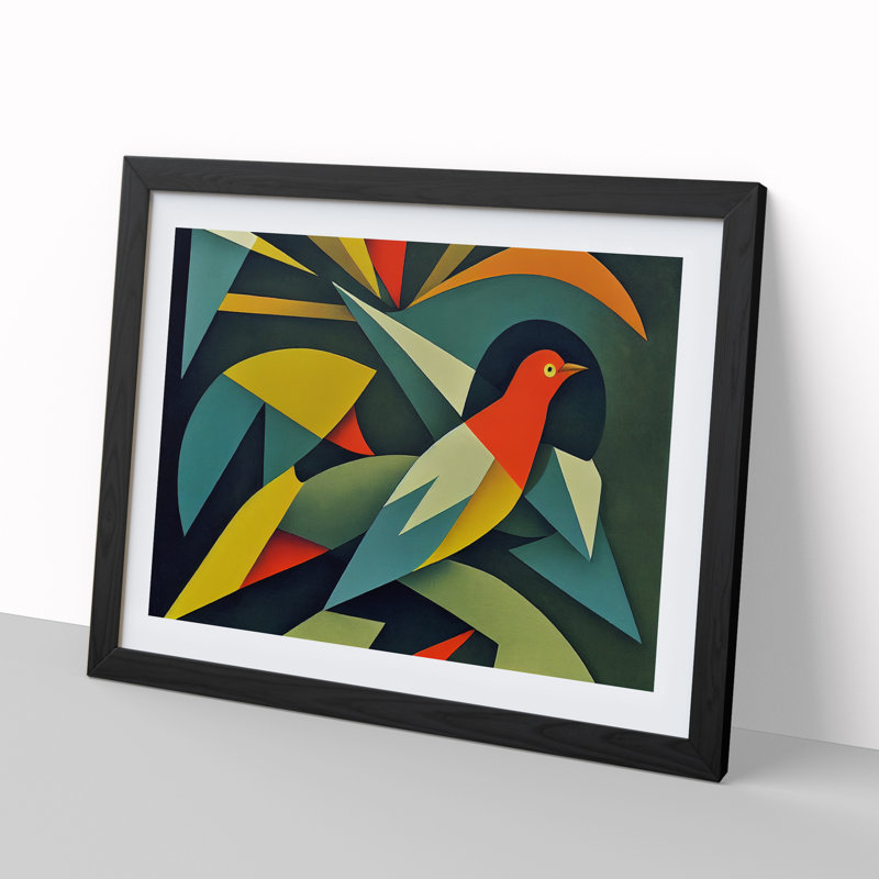 Dove Bird In Abstract Vol.2 - Single Picture Frame Print, Black Framed, 25cm H x 34cm W x 2cm D