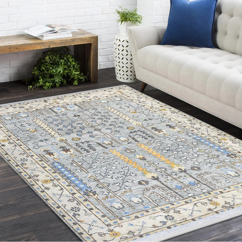 Tapis rectangulaire en laine / coton noué à la main Lomanto, Rectangle 9 pi x 12 pi