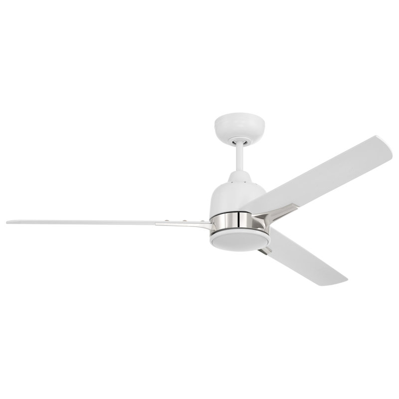 Eiladh 52" Ceiling Fan with LED Lights & Wall Control, Polished Nickel/White