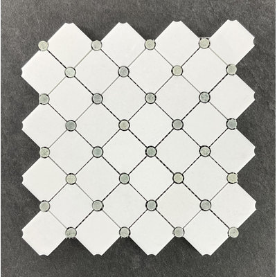 Diamond With Dot Marble Mosaic Tile