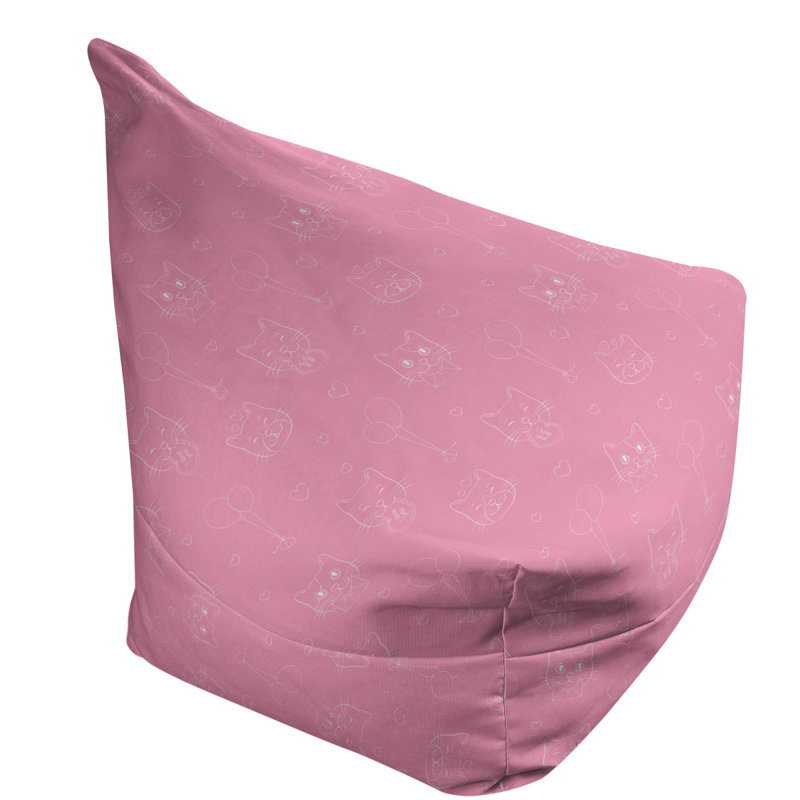 Red Geometric Bean Bag Lounger – Bold Triangle Print Seat for Game Rooms, Dorms & Cozy Corners, 29" H x 38" W x 42" D, Pink