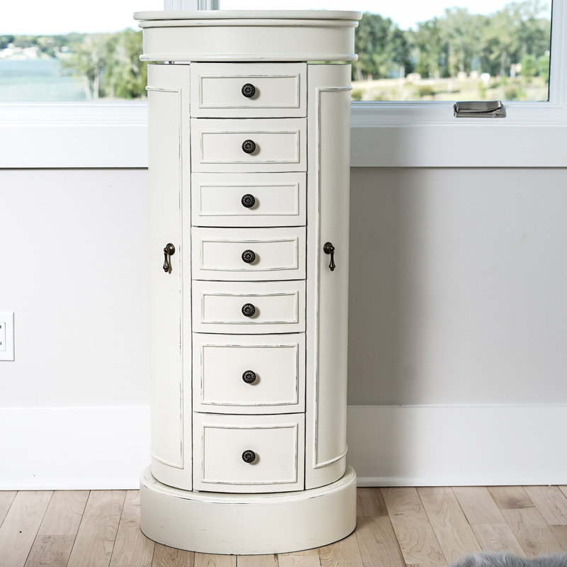 Armoire à bijoux avec miroir Pettus, Ivoire