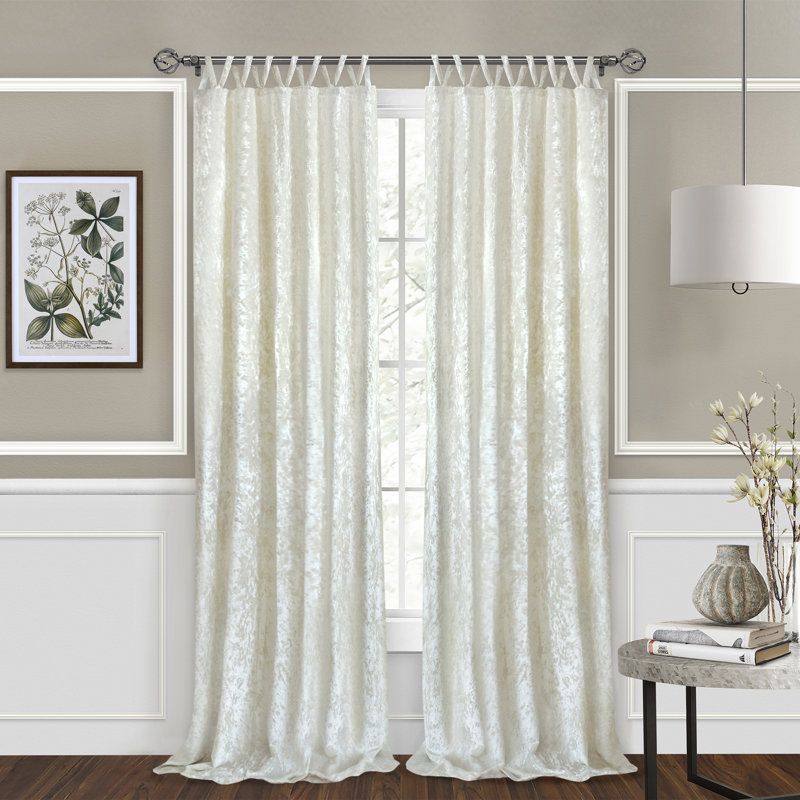 Hemphill Elegant Synthetic Light Filtering Solid Criss-Cross Semi-Sheer Tab Top Curtain Panels, White, 50" W x 63" L