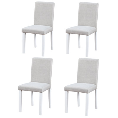Ensemble de 4 chaises de salle à manger, chaises de salle à manger rembourrées avec pieds en bois d'hévéa massif, chaises de cuisine modernes avec siège et dossier rembourrés, chaises d'appoint sans accoudoirs pour salle à manger, cuisine, appartement