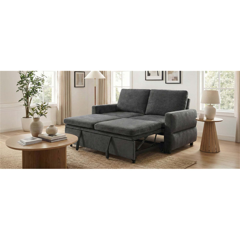 Canapé-lit convertible avec dossier réglable et ports USB, pour la vie moderne et les petits espaces, Gris