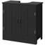 Meuble-lavabo de salle de bain, meuble-lavabo piédestal avec tablette réglable, noir