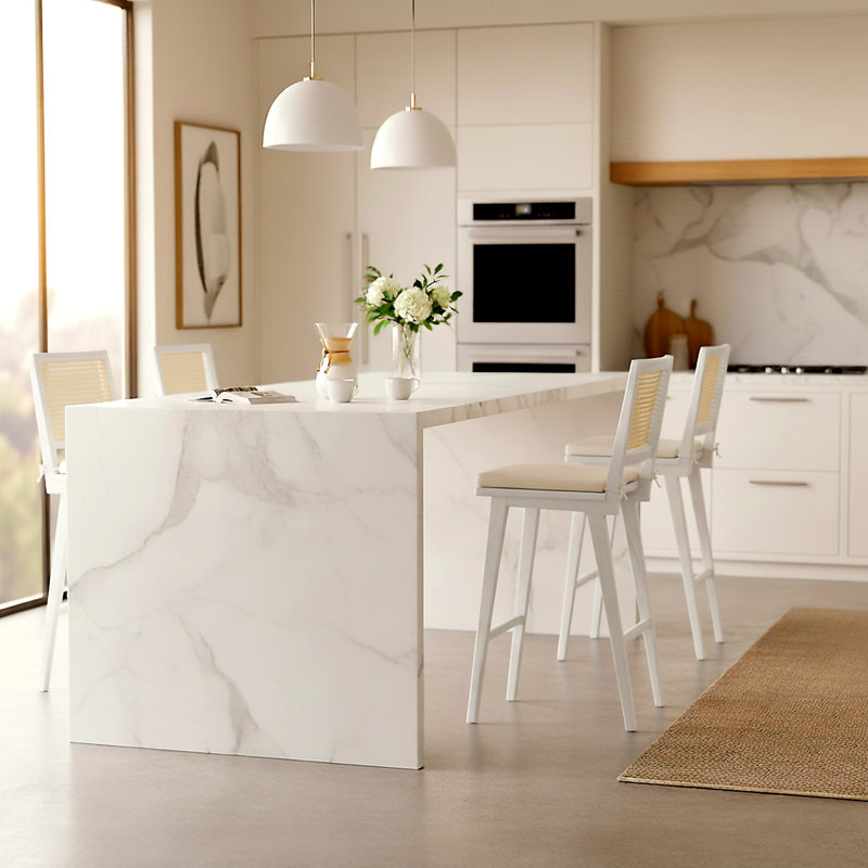 Tabouret de bar Garett Colette, Blanc/naturel, Tabouret de bar (siège d'une hauteur de 28,7 po)