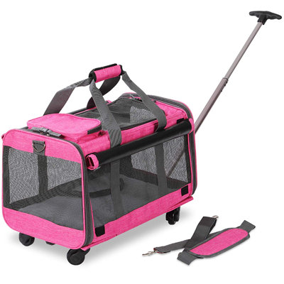 Transporteur et poussette pour animaux 3 en 1 - L 20 po x l 13 po x H 11,5 po, poignée télescopique, bandoulière et poignée, tissu Oxford 600D durable, panneaux de ventilation, avec poche de rangement - KLEMM