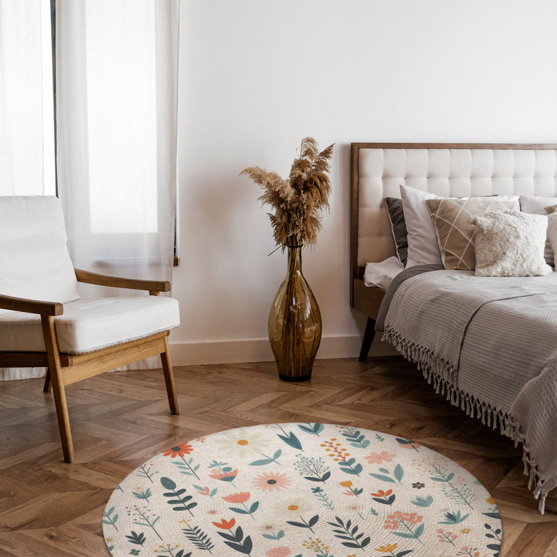 Tapis tressé Botanical Blooms, Rond 5 pi