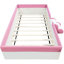 Structure de lit simple rose et blanche avec escaliers de clôture rembourrés, fabriquée en éponge PU, 10 lattes pour un confort durable, matériau de lit de jour, durabilité