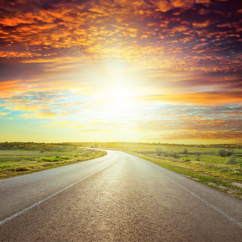 Red Horizon In Sunset - Wrapped Canvas Print, 30cm H x 30cm W x 3.8cm D