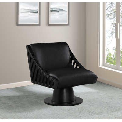 Quinton Vegan Leather Swivel Accent Chair