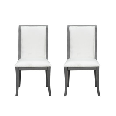 Upholstered Dining Chairs Set Of 2 - Traditional Elegant Fabric Side Chairs With Curved Lines, Solid Hardwood Frame