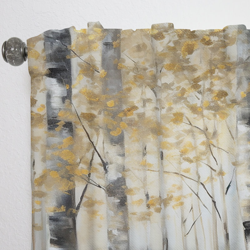 Birch Tree Forest Wonderland V - Tree Room Darkening Nature Curtain - 1 Panel, 52" W x 90" L