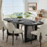 Wood Dining Set With Oval Table And Upholstered Chairs-B