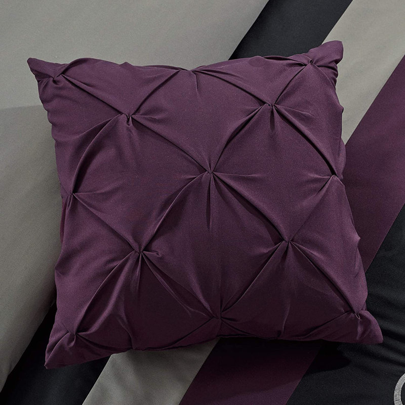Full Purple and Gray Microfiber Floral Comforter Set