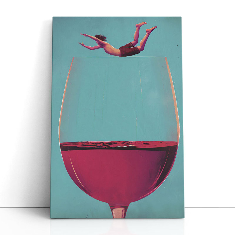 Wine Dive - reproduction d'art sur toile, H 36 po x l 24 po