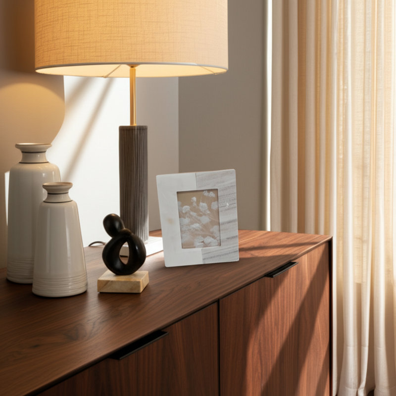 Modern Stone and Marble Frame with Glass Inset and Durable Backing - Stylish Contemporary Display Accent with Sleek Design and Premium Materials for Lasting Elegance and Visual Appeal