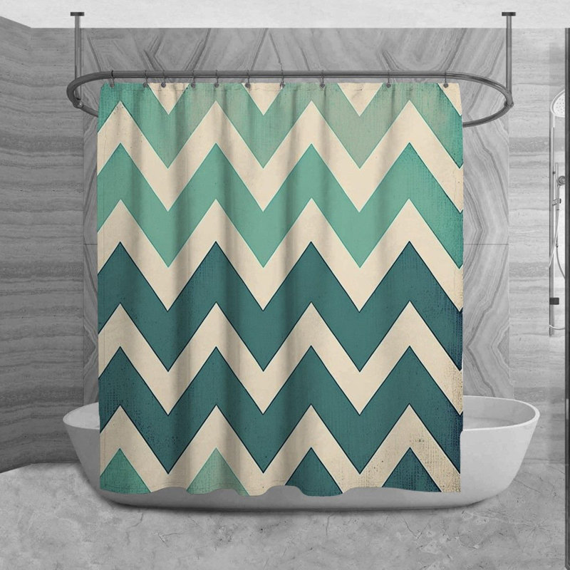 Rideau de douche Millstadt, H 84 po x l 70 po, Bleu / turquoise