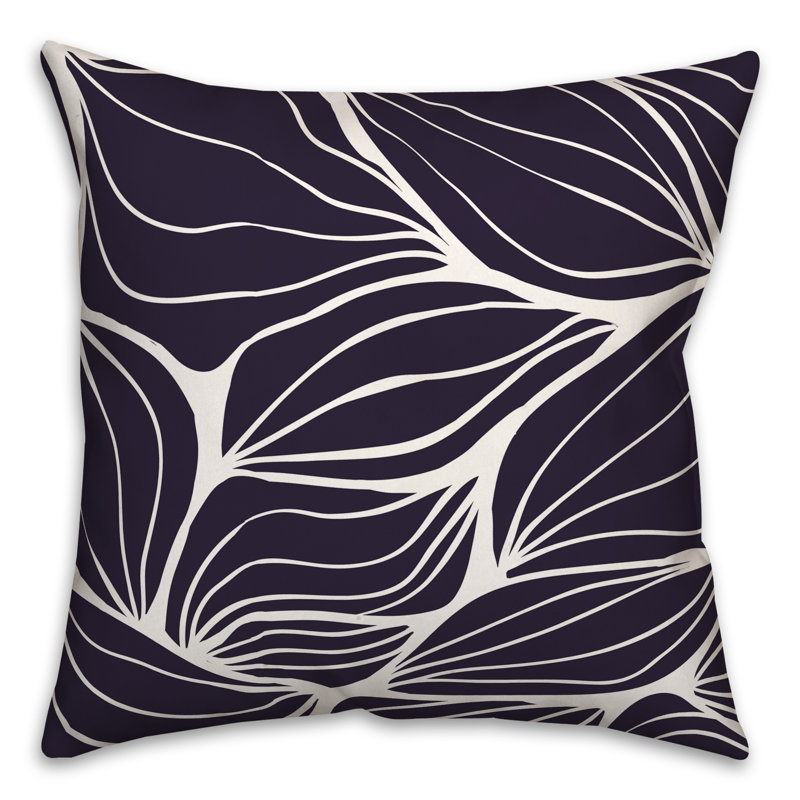 Coussin décoratif intérieur / extérieur à motif floral, Bleu marine