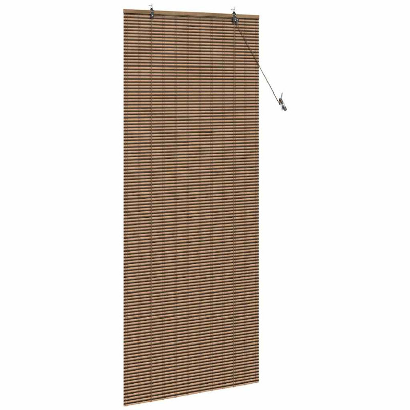 Vidaxl Window Blind With Curtains Manual Brown Bamboo, 220cm L x 100cm W