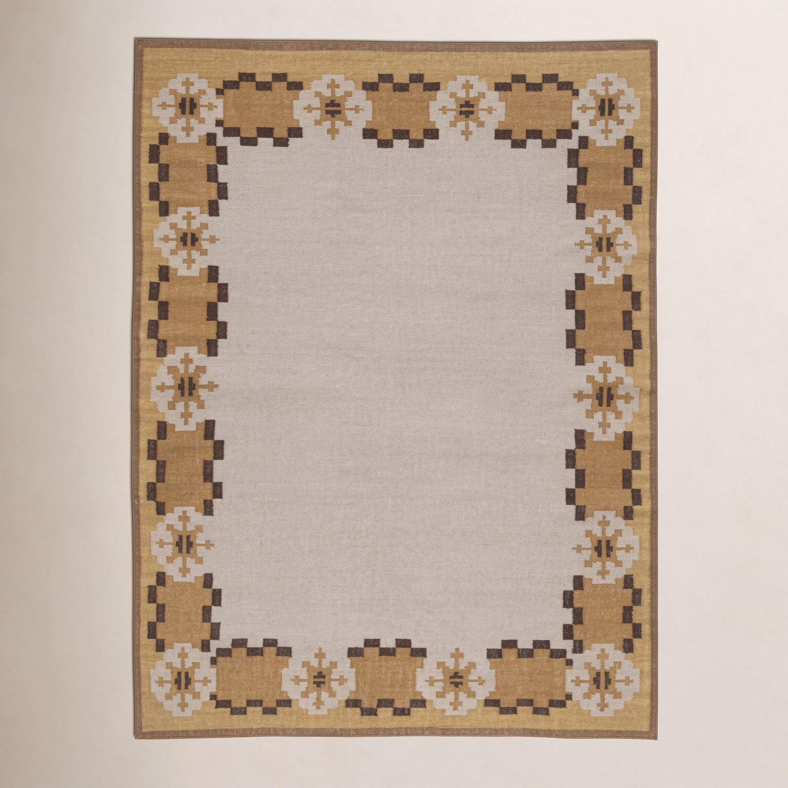 Heidi Nordic Flatweave Geometric Wool Rug, Yellow, 5'x8'