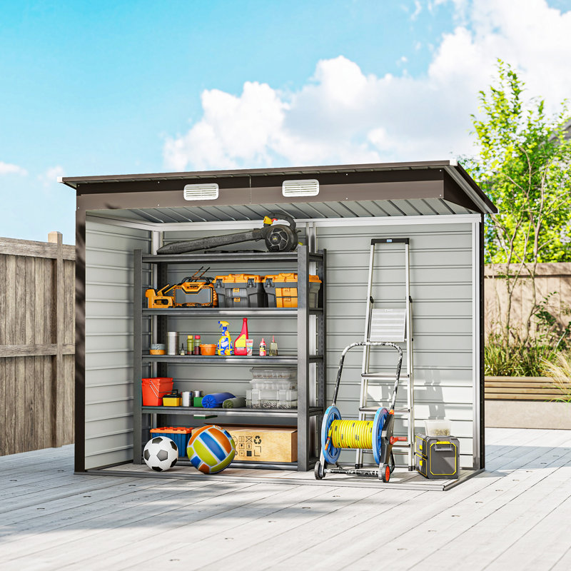 Outsunny 8 x 4FT Garden Shed Easy to Assemble Lockable Door Oak