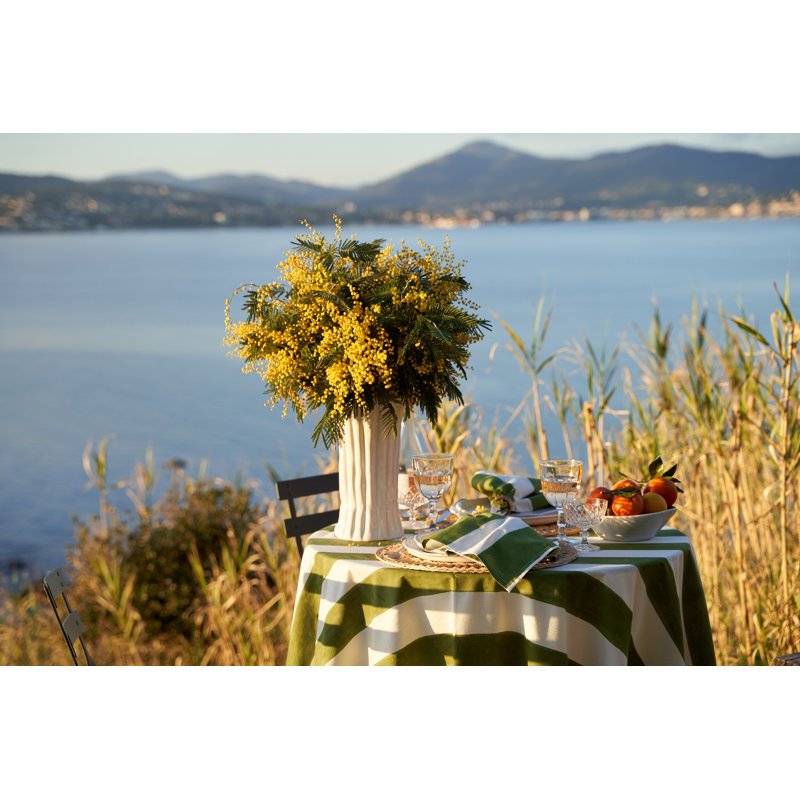 Brezhane Tablecloth - Stripes, 71" Square, Vert