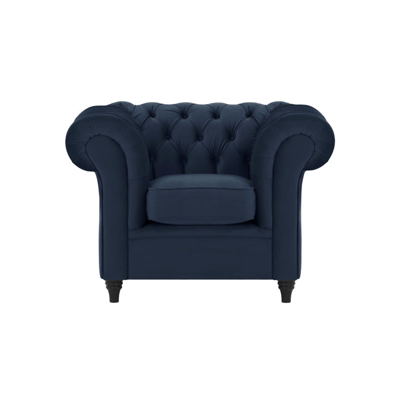 Upholstered Chesterfield Chair, Dark Blue