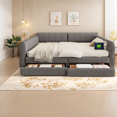 Modern Beds With Storage King Upholstered Wood Mdf Daybed For Home