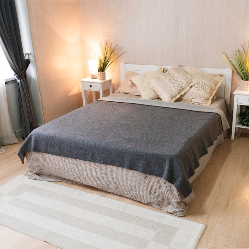 LoveYouHome Blanket, 150 cm W x 215 cm L, Lightgrey/Grey