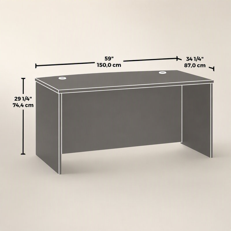 Bowfront Executive Desk 60", Red finish